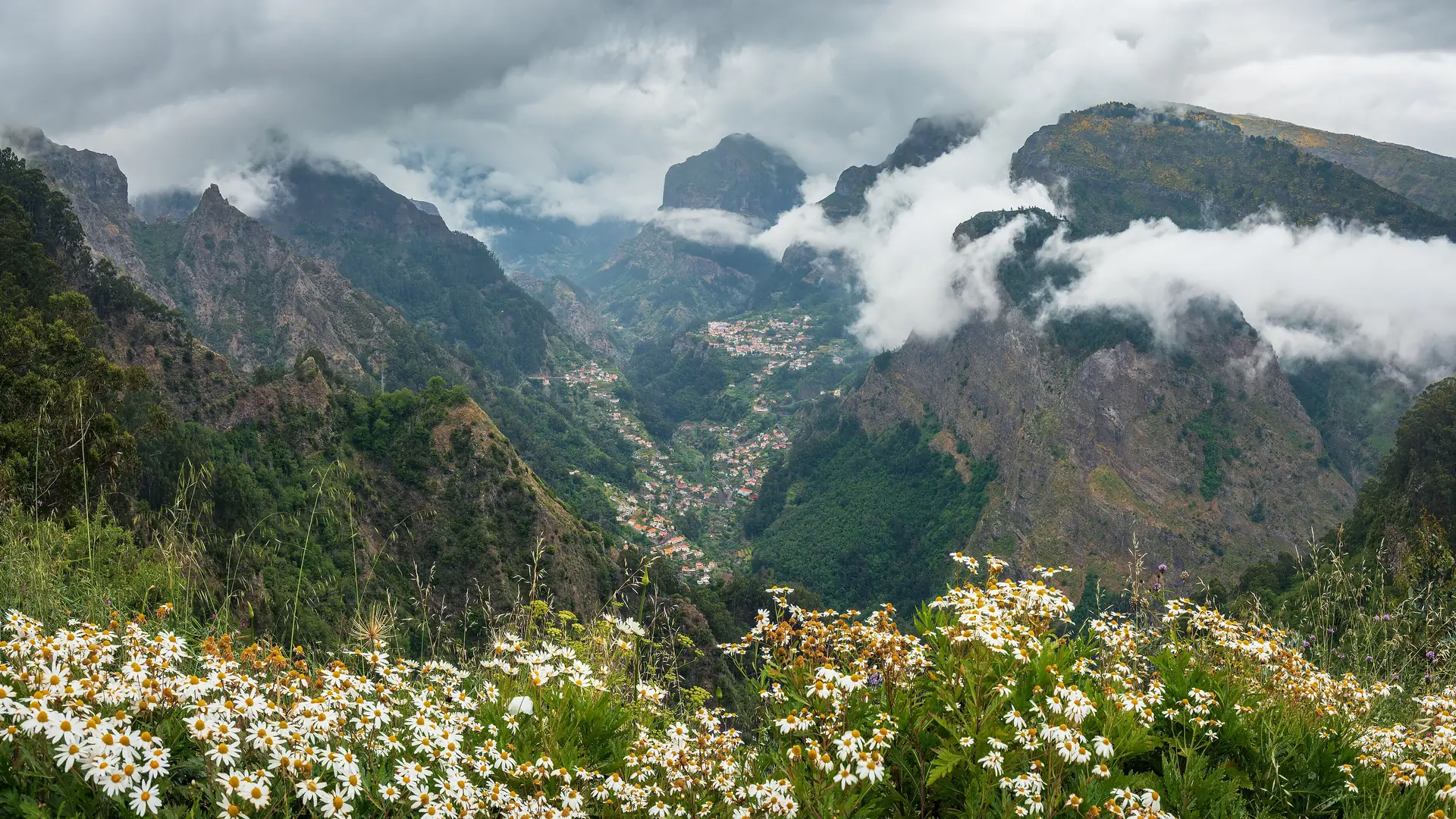 The green valley of Curral das Freiras seen from Boca dos Namorados, Madeira