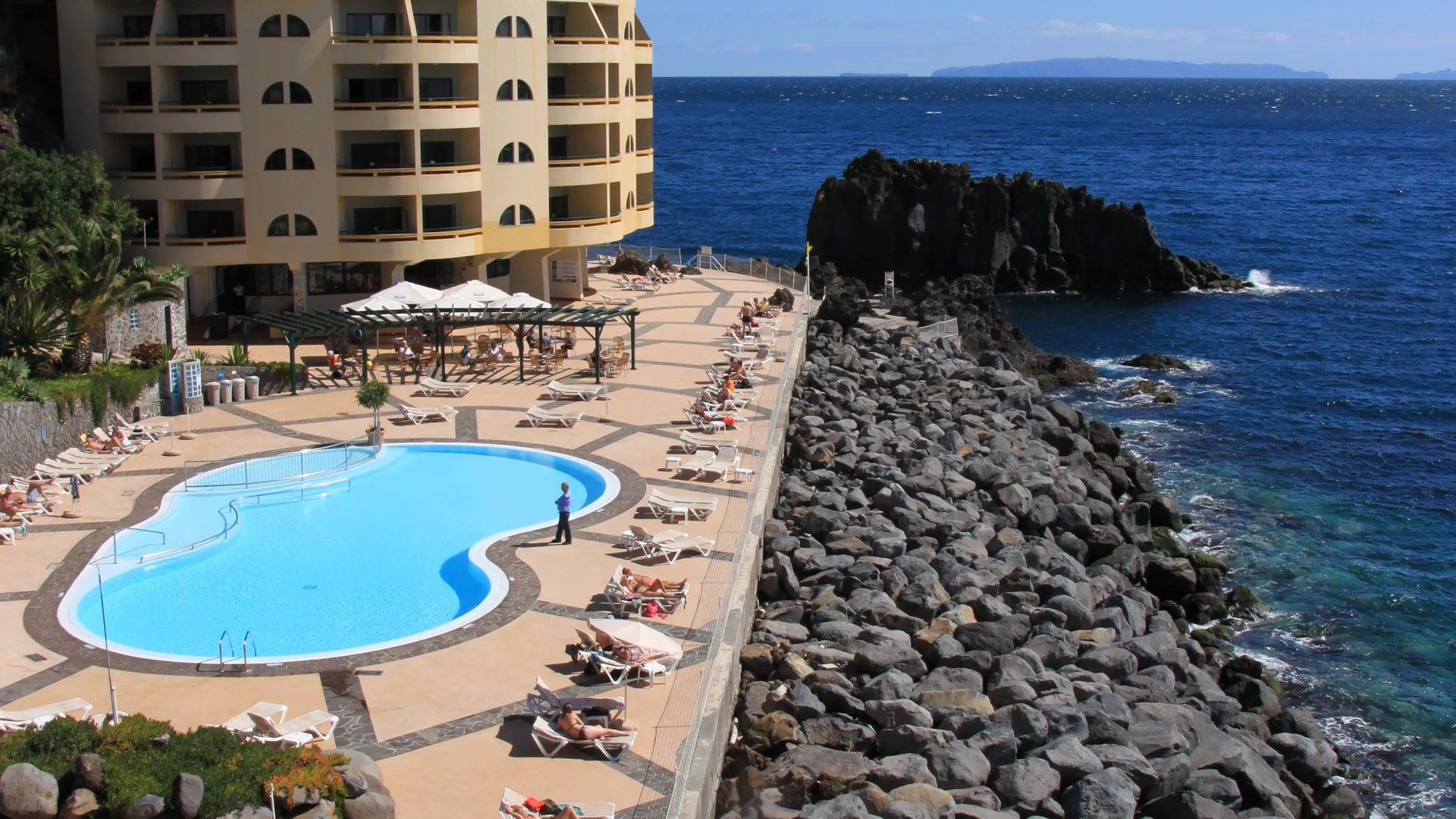 A seafront hotel along the Funchal coast, Madeira